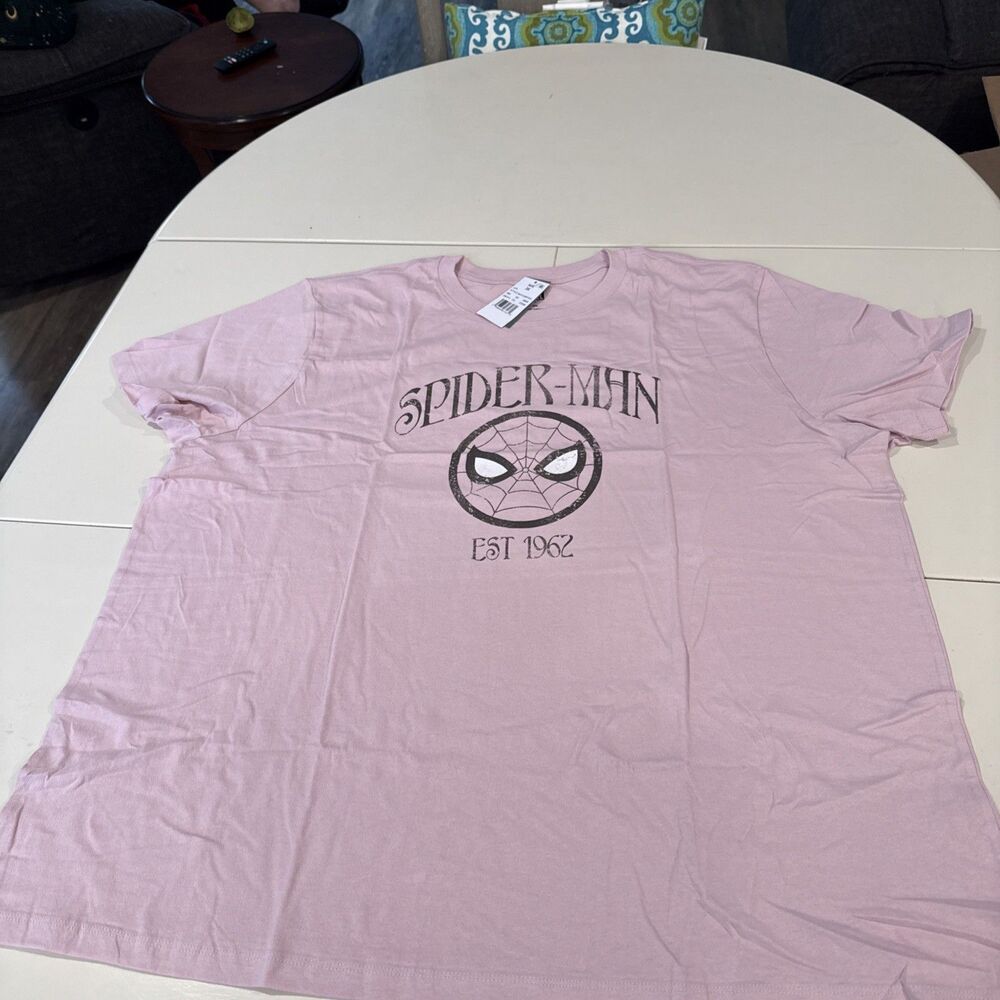 Marvel SpiderMan Pink Graphic Tee Shirt Short Sleeve Cotton NWT 3X